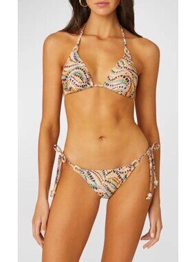 NWT Shoshanna Ring Triangle Bikini Top Multicolor Cup Size B C $180 [jb]